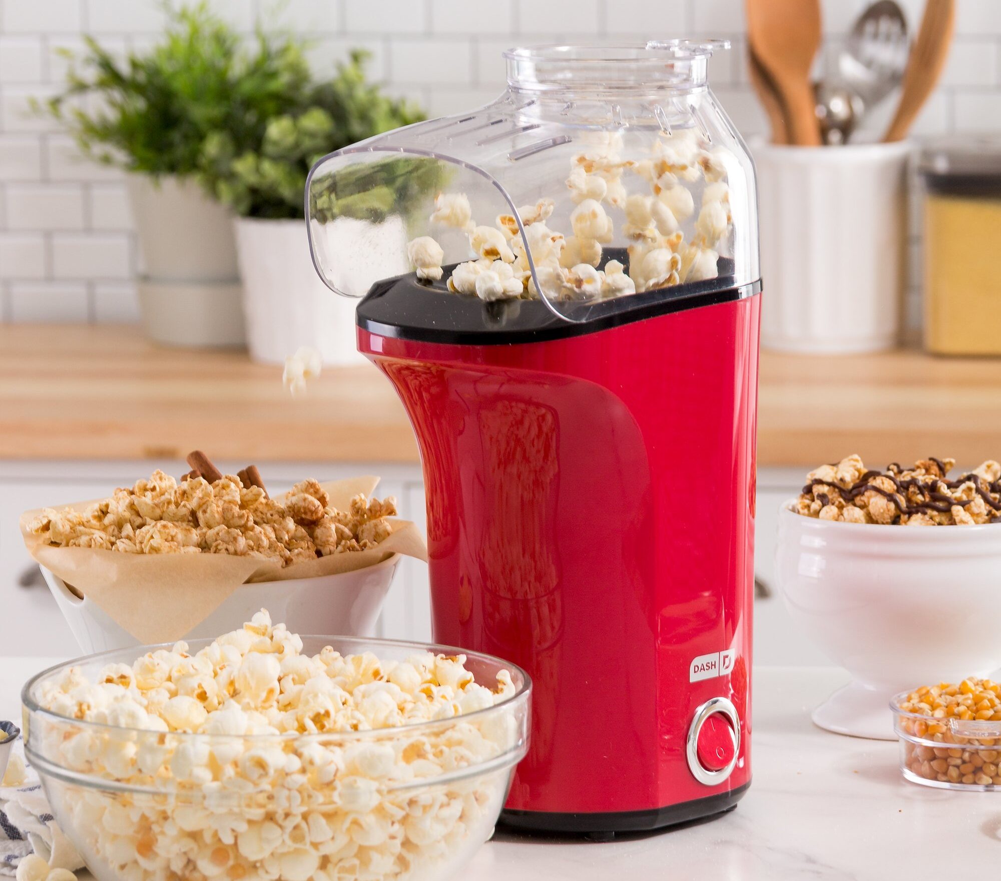 Dash Hot Air Popcorn Popper Maker with Measuring Cup - Red