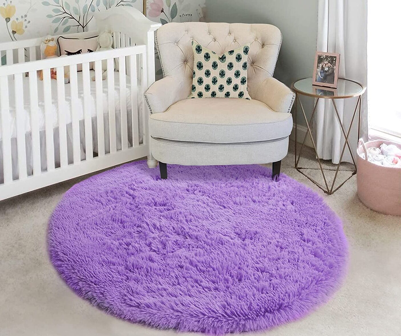 Purple Round Rug for Bedroom