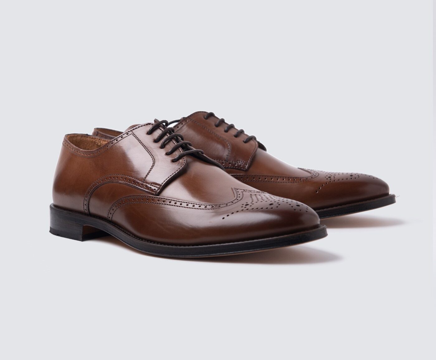 Men's Tan Leather Derby Brogue Shoes