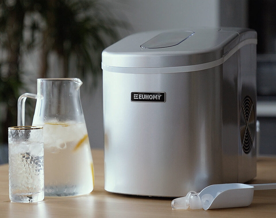 EUHOMY Countertop Ice Maker Machine with Handle
