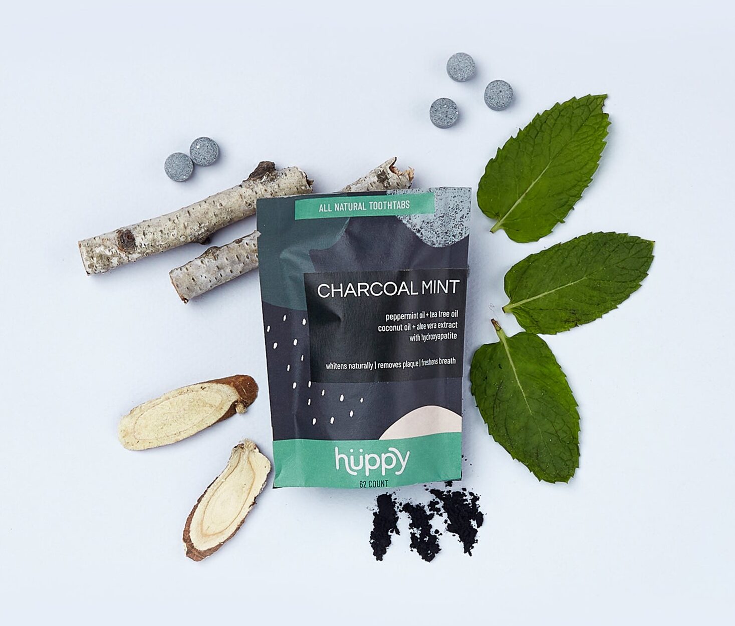 Hüppy Charcoal Mint Toothpaste Tablets