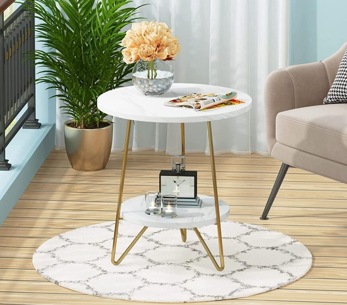 Tribesigns Faux Marble End Table