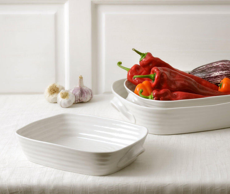 White Porcelain Handled Roasting Dishes
