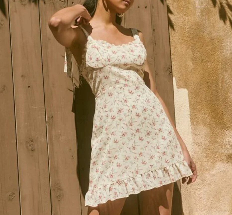 Ditsy Floral Tie-Strap Mini Dress by Forever 21